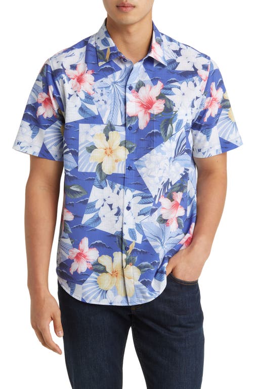 Tommy Bahama Bahama Coast Collage IslandZone Short Sleeve Button-Up Shirt in Deep Ultramarine at Nordstrom, Size Xx-Large