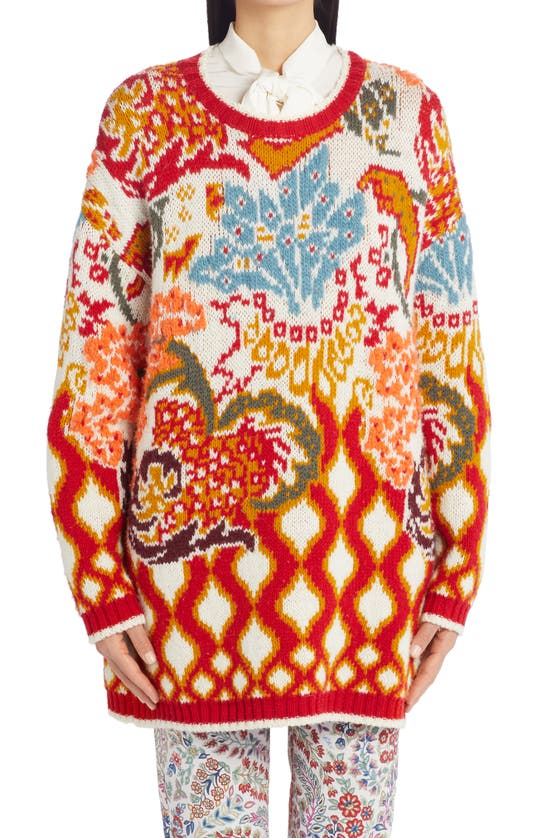 Etro Comet Jacquard-knit Wool-blend Sweater In White 990