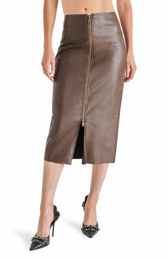 Low Rise Faux Leather Midi Skirt – ASTR The Label