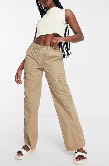 ASOS DESIGN pull on cargo pant with linen in sage