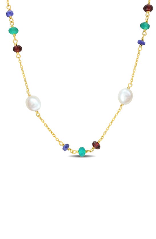 Delmar Sapphire & Garnet Necklace In Gold Multi