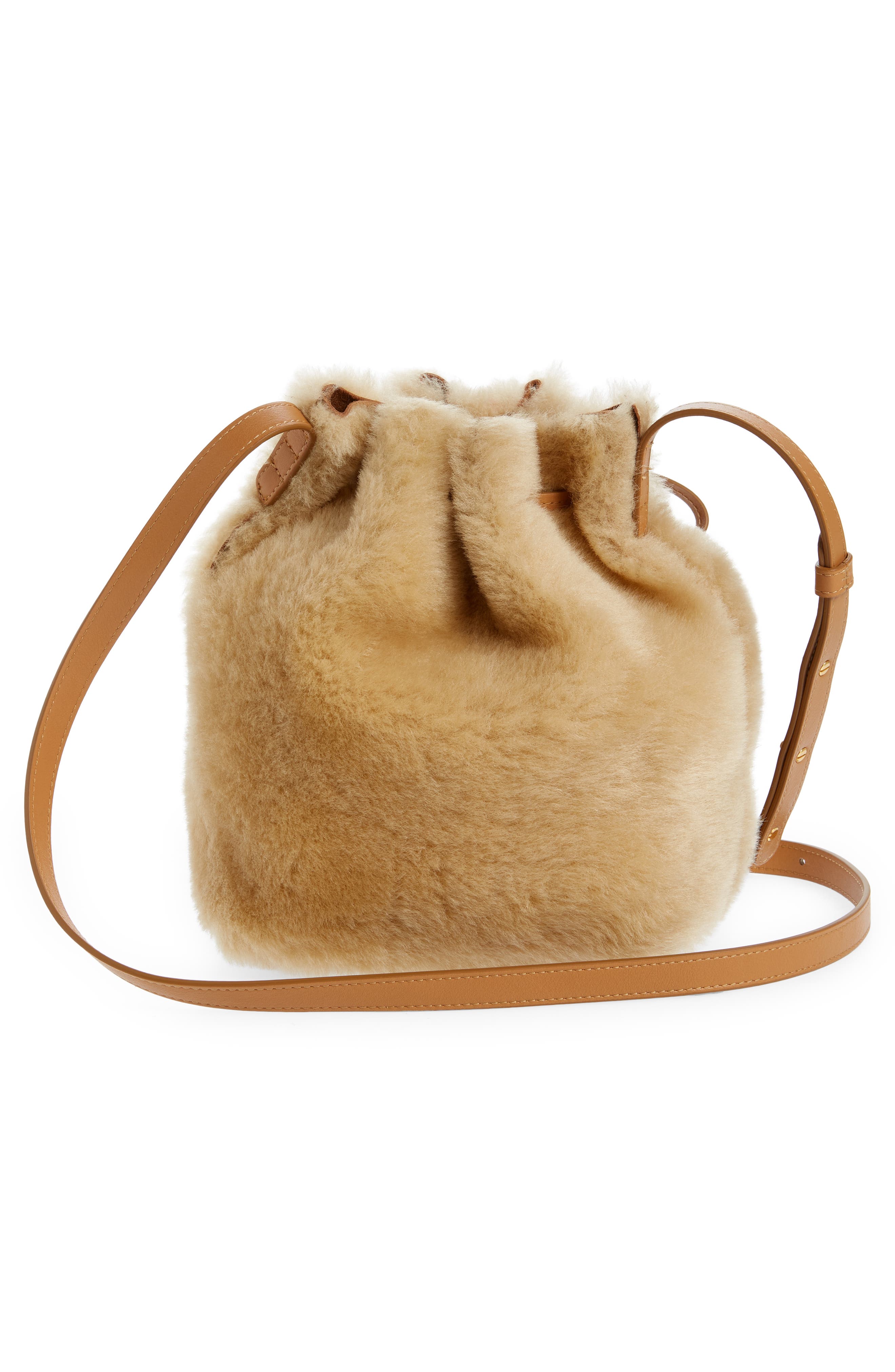 Mansur Gavriel Mini Leather Bucket Bag in Natural