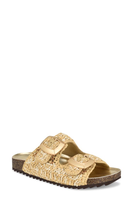 Nine West Tenly Raffia Slide Sandal In Light Natural