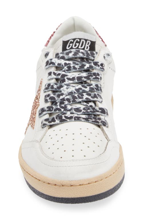 Shop Golden Goose Ball Star Low Top Sneaker In White/peach/pink