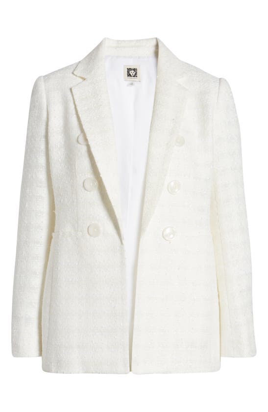 Shop Anne Klein Eyelash Tweed Blazer In Bright White