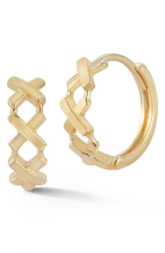 Ember Fine Jewelry 14k Gold 'x' Huggie Hoop Earrings