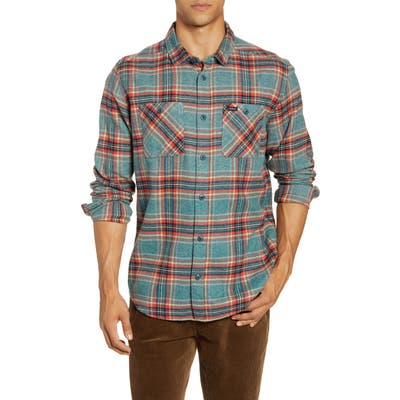 Rvca Mazzy Plaid Button-Up Flannel Shirt, Green