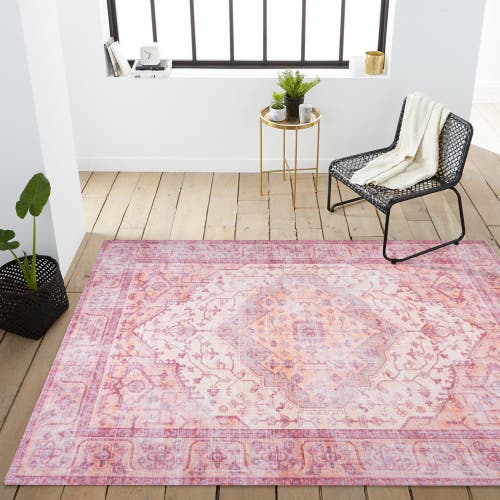 Jonathan Y Alacati Ogee Medallion Machine-washable Area Rug In Red/orange/cream