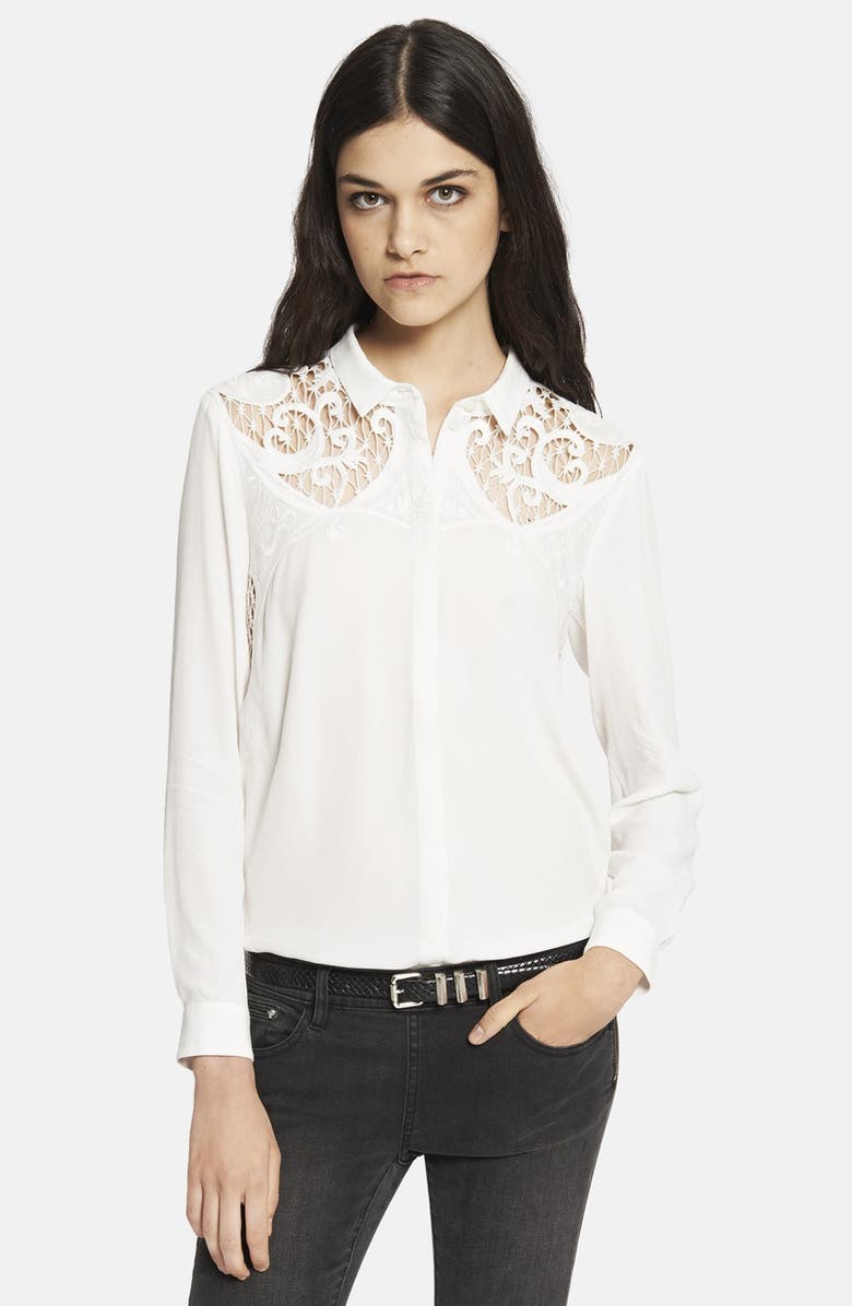 The Kooples Embroidered Yoke Silk Blouse | Nordstrom