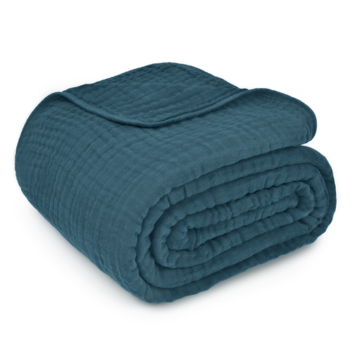 Comfy Cubs Adult Muslin Blanket In Neptune