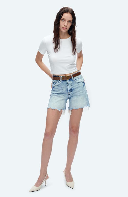 Shop Bayeas Bella Distressed Cutoff Denim Shorts In Sky Light