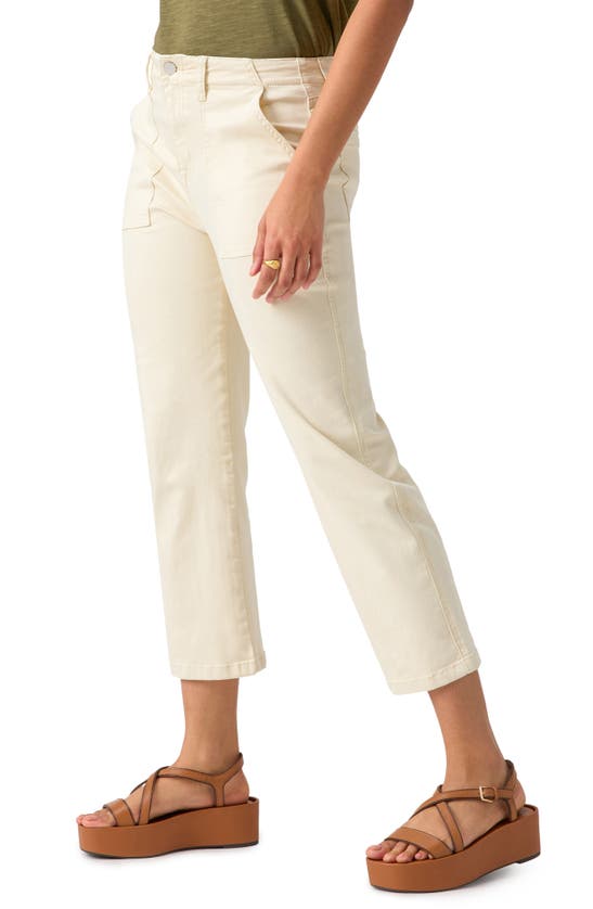 Shop Sanctuary Vacation Crop Straight Leg Cotton Blend Pants In Birch