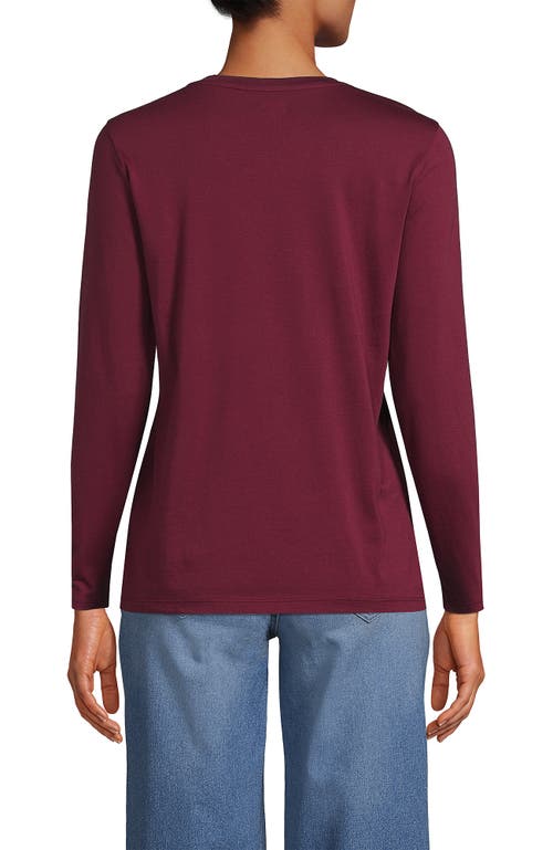 Shop Lands' End Relaxed Supima Cotton Long Sleeve Crew Neck T-shirt In Rich Burgundy