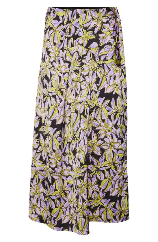 Shop Vero Moda Kyra Drape Maxi Skirt In Black Aop Purple Pai