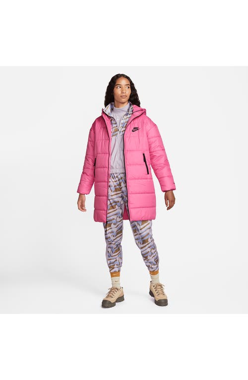 Shop Nike Therma-fit Repel Quilted Parka In Pinksicle/black/black