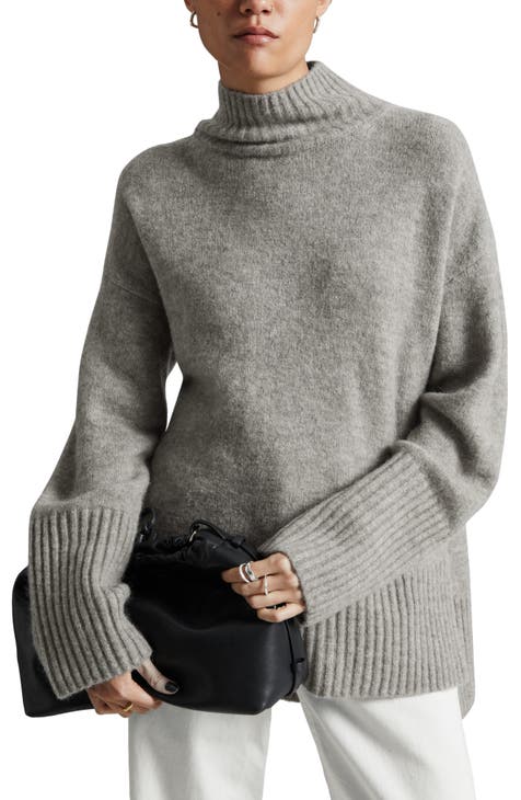 Gray Mens Mohair Sweater Knit Wool Mens Pullover Unisex Hand 