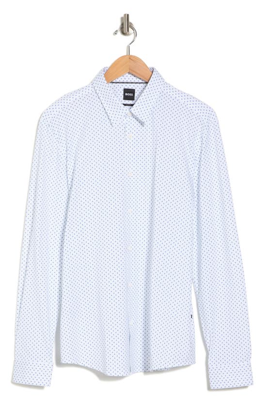 Hugo Boss Roan Kent Slim Fit Stretch Button-up Shirt In White