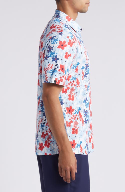 Shop Swannies Lundy Floral Golf Polo In Horizon Blue