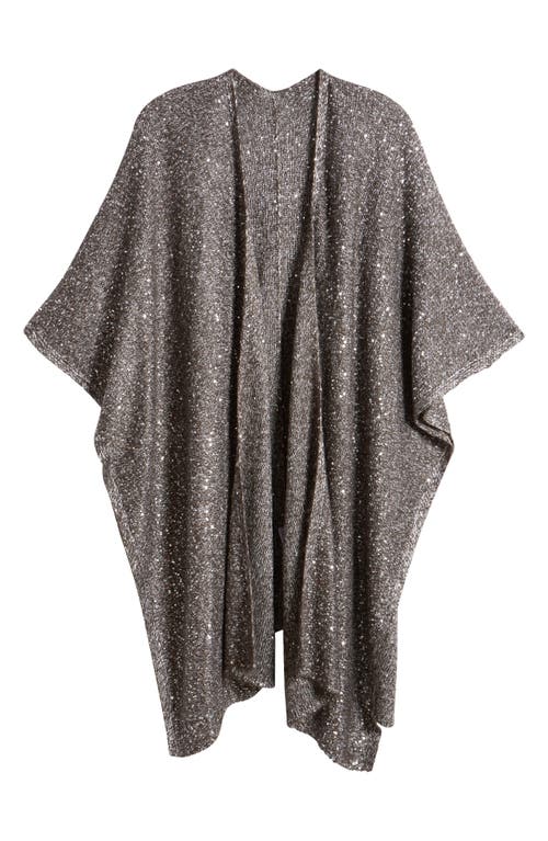 Shop Anne Klein Sequin Cardigan In Dark Heather Grey/silver