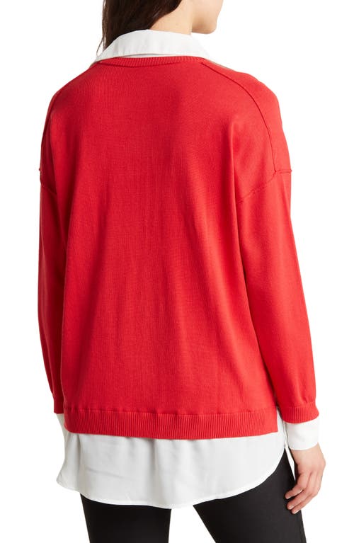 Shop Adrianna Papell Twofer Sweater In Red/ivory