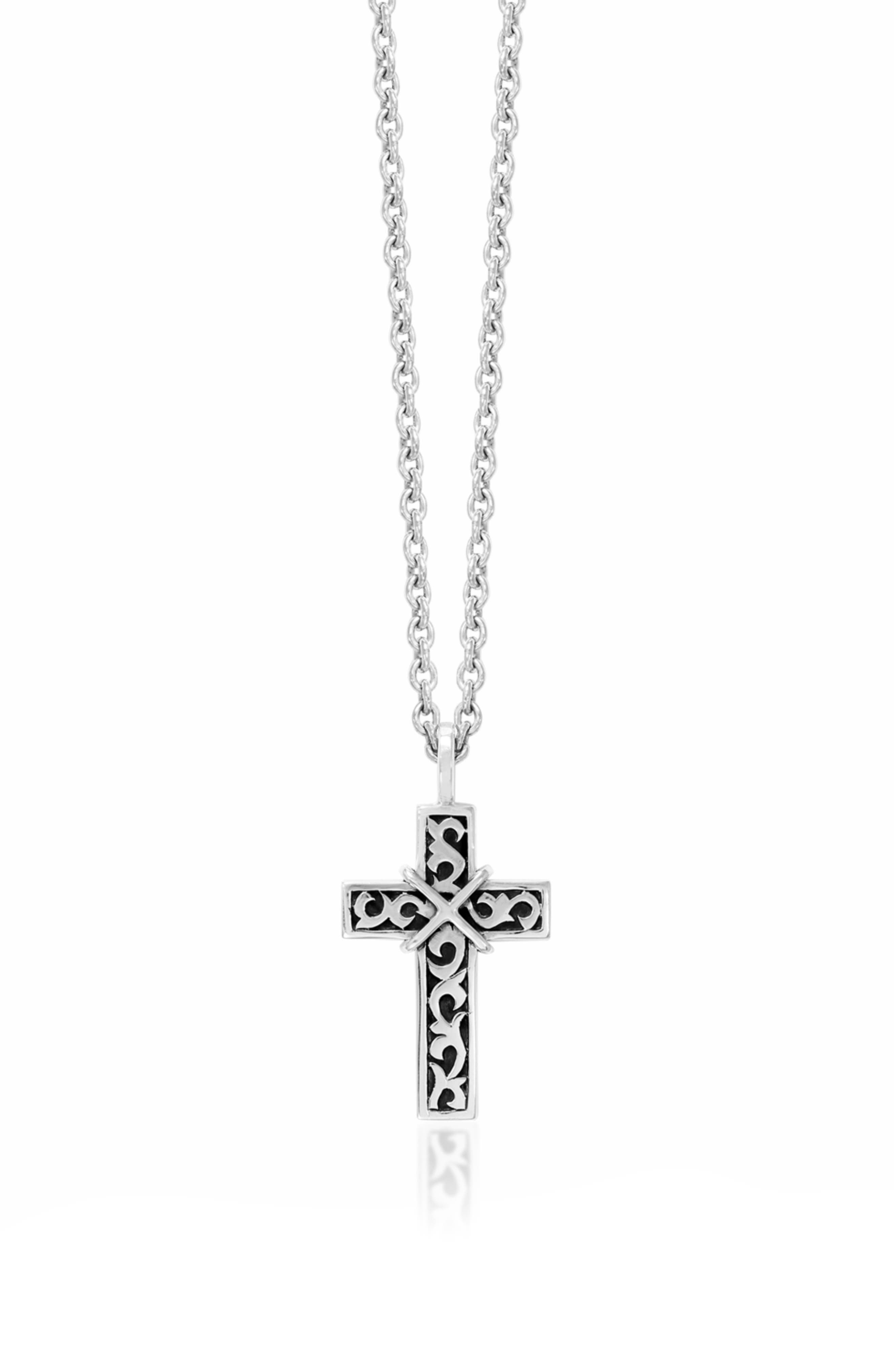 Lois Hill Sterling Silver Medium Scroll Cross Pendant Necklace