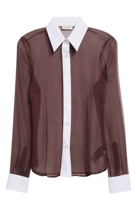 Shop Dries Van Noten Claudio Contrast Silk & Cotton Button-up Shirt In Bordeaux 359
