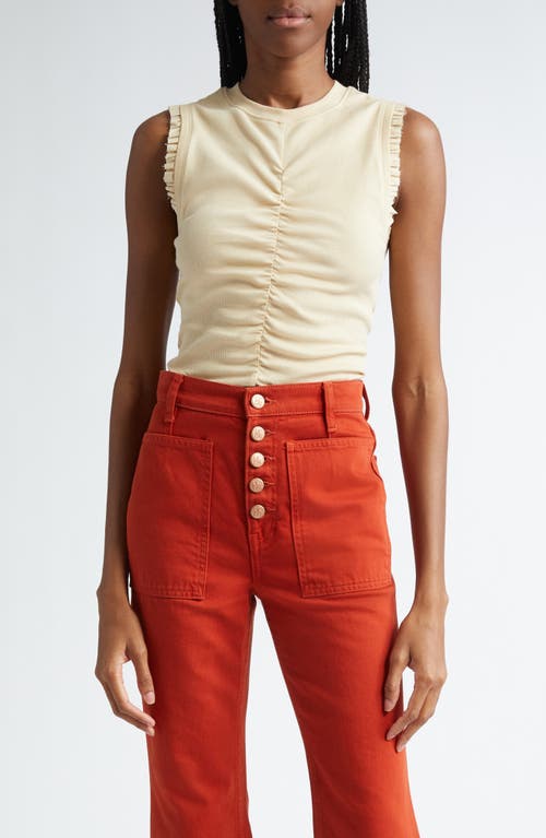 Shop Ulla Johnson Kyla Ruched Sleeveless Cotton Top In Driftwood