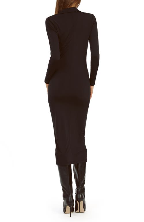 Shop Bardot Lorel Plunge Long Sleeve Dress In Black