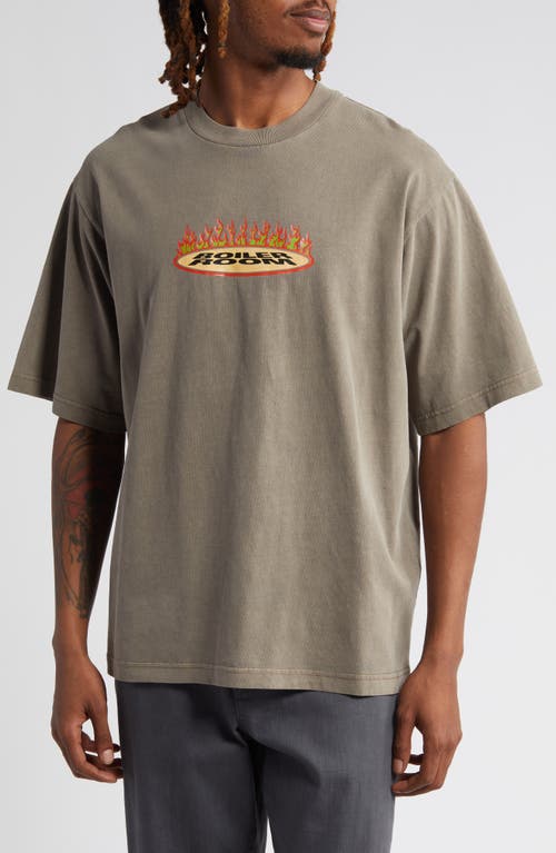 Flames Cotton Graphic T-Shirt in Coffee