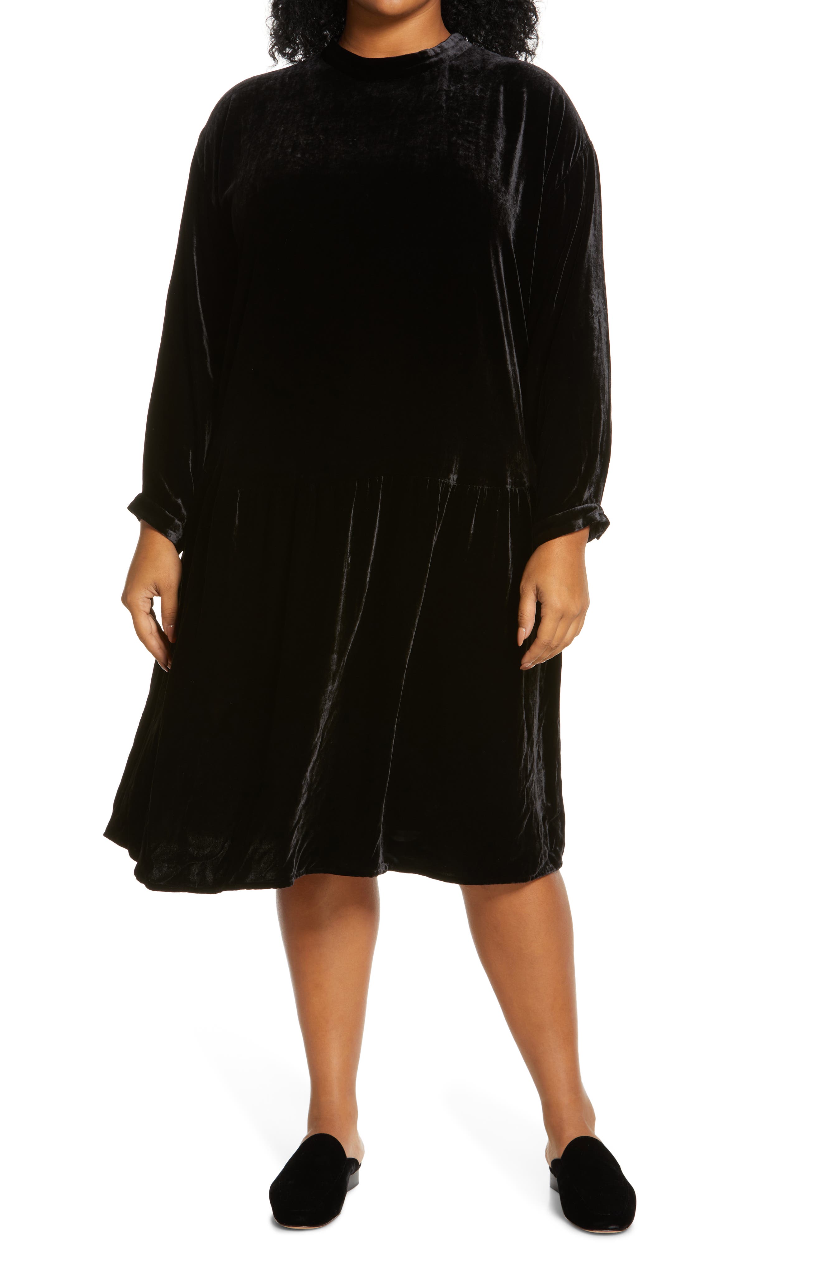 eileen fisher long black dress