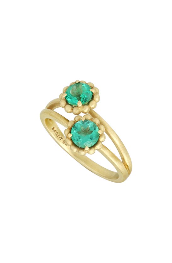 Bony Levy El Mar Emerald Flower Ring In 18k Yellow Gold