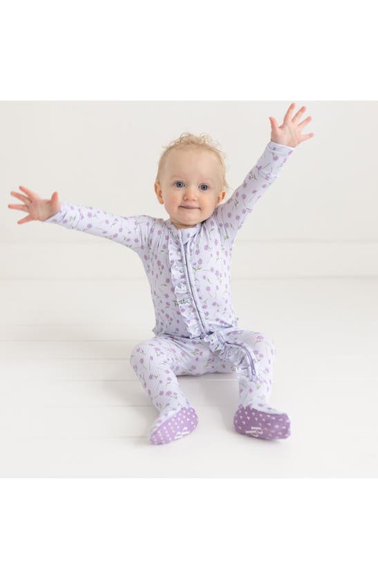 Shop Posh Peanut Jeanette Ruffled Fitted Footie Pajamas In Open Purple
