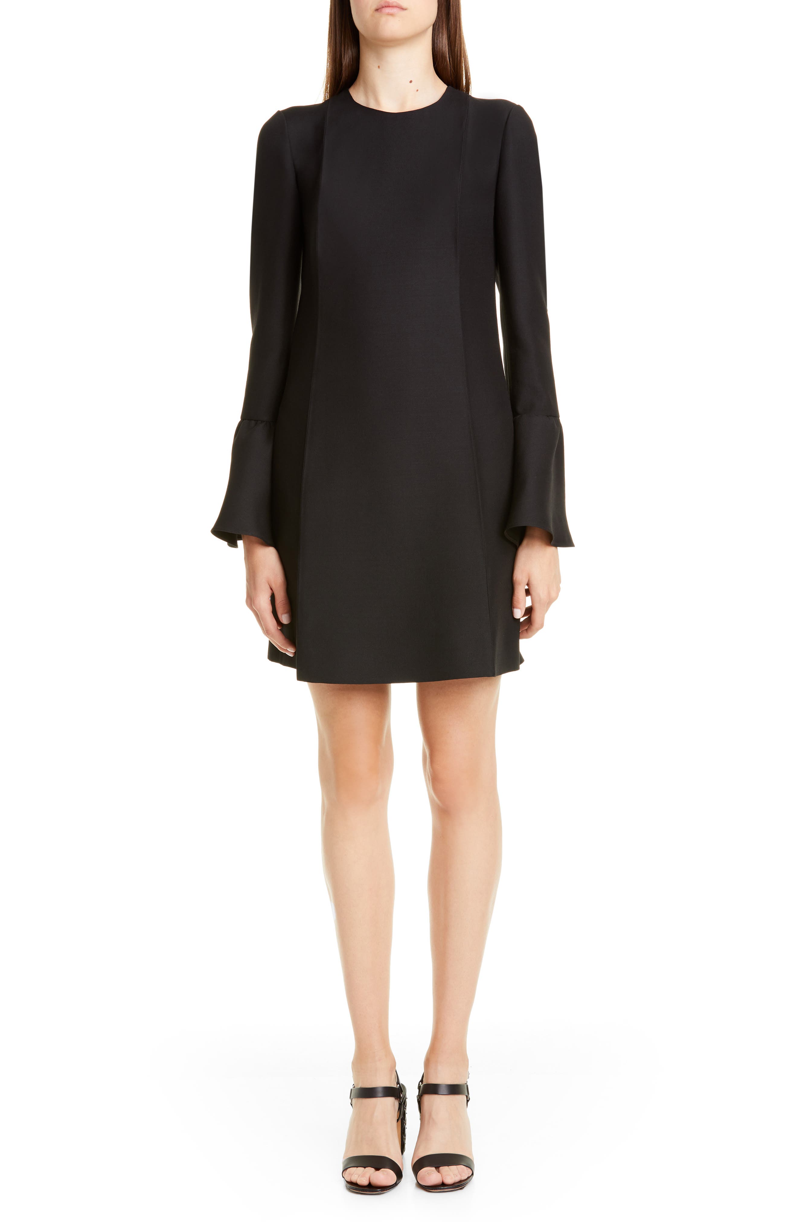 Valentino Long Sleeve Crepe Couture Minidress, 50 IT - Black