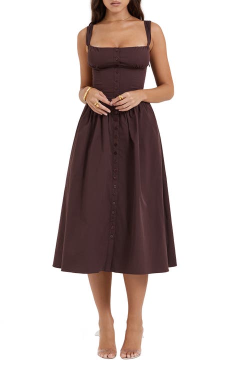 Women Brown Printed Dress