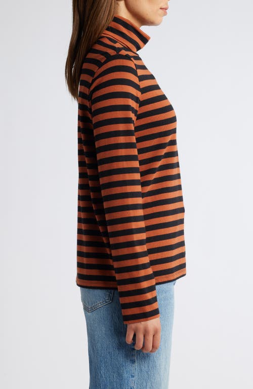 Shop Caslonr Caslon(r) Long Sleeve Turtleneck Top In Black- Rust G Charm Stripe