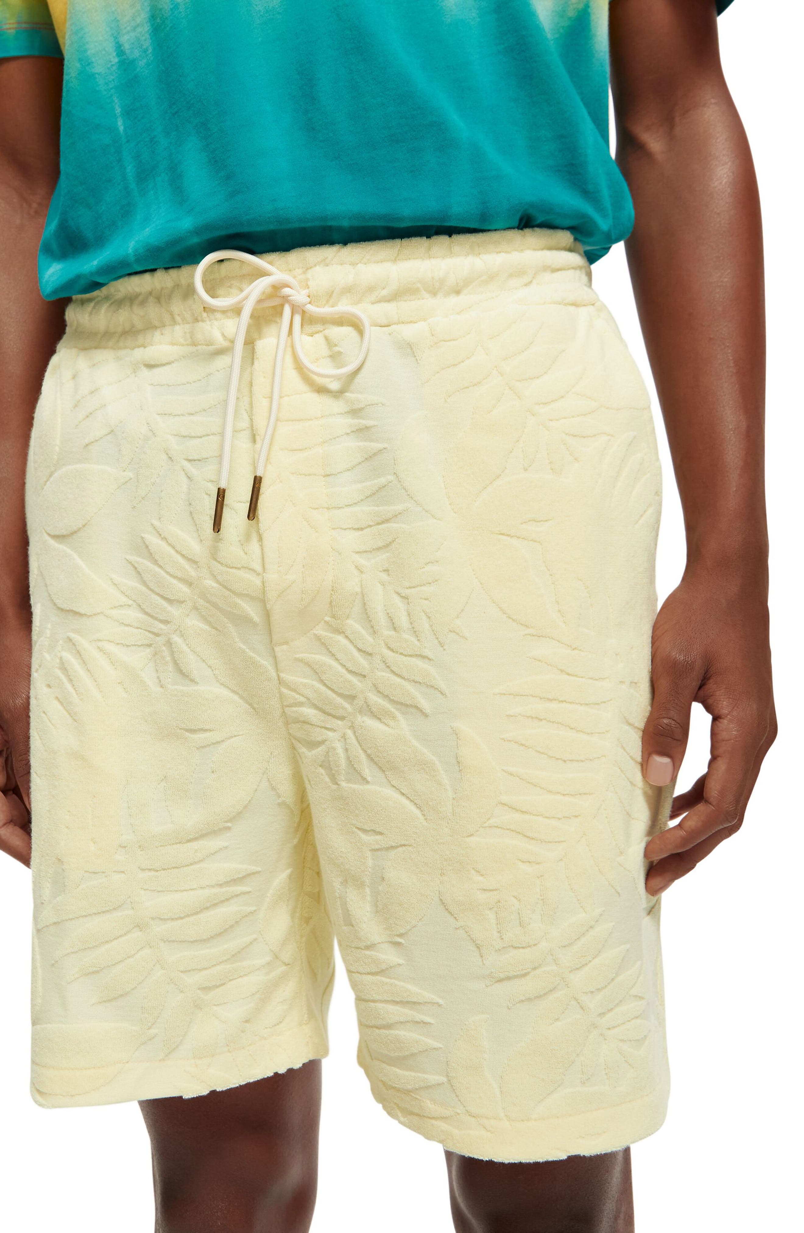 Scotch & Soda Floral Jacquard Terry Cloth Shorts in Banana | Smart