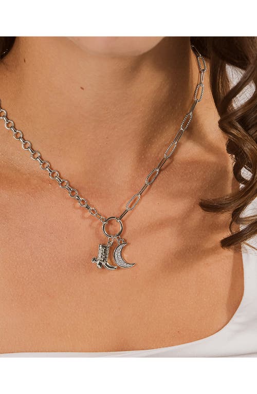 Sterling Forever Kelsea Cubic Zirconia Charm Pendant Necklace In Silver