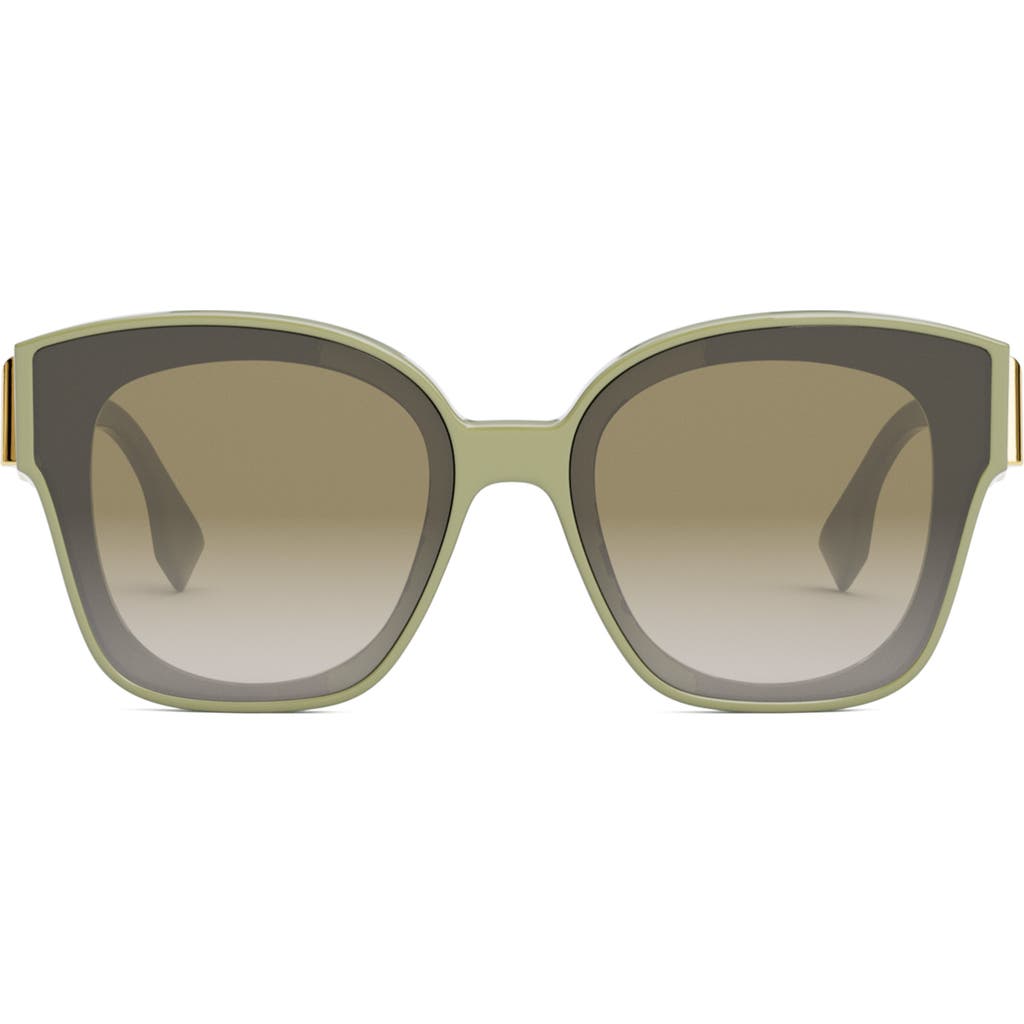 Fendi The  First 63mm Square Sunglasses In Light Green/gradient Green