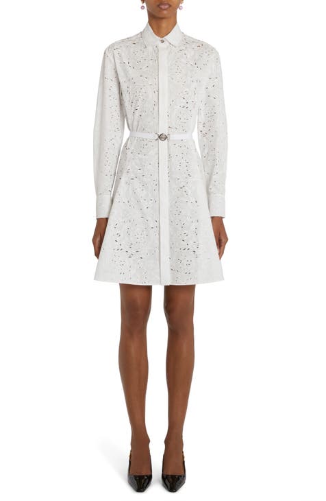 Barocco Embroidered Long Sleeve Belted Shirtdress