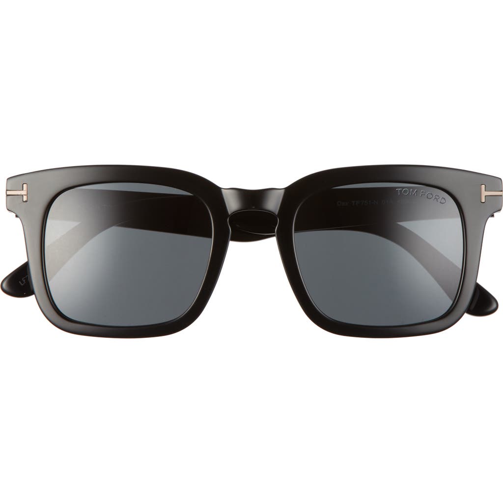 Tom Ford Dax 50mm Square Sunglasses In Shiny Black/smoke