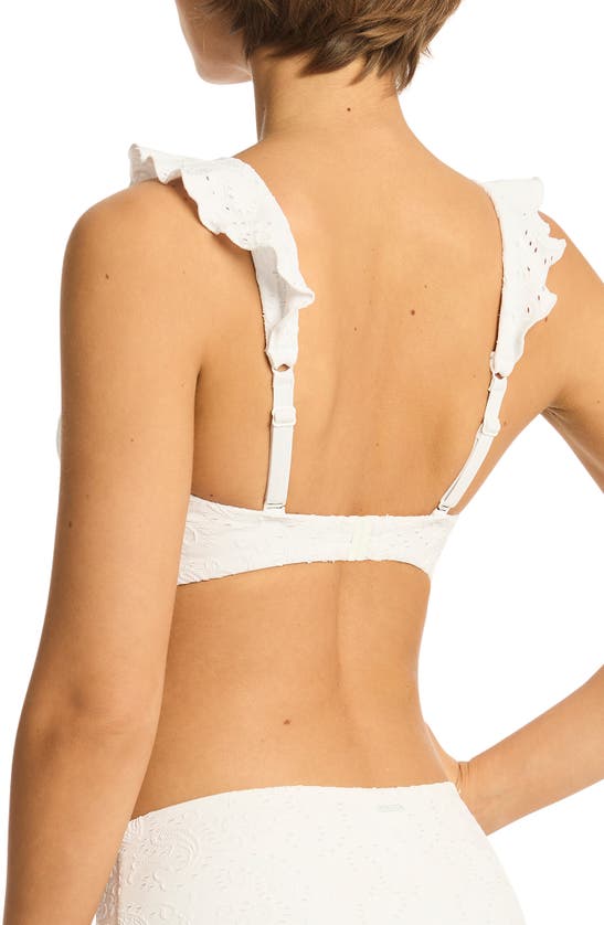 Shop Sea Level Interlace Ruffle Underwire Bikini Top In White