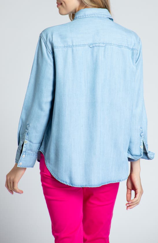 Shop Apny Boyfriend Chambray Button-up Shirt In Light Indigo