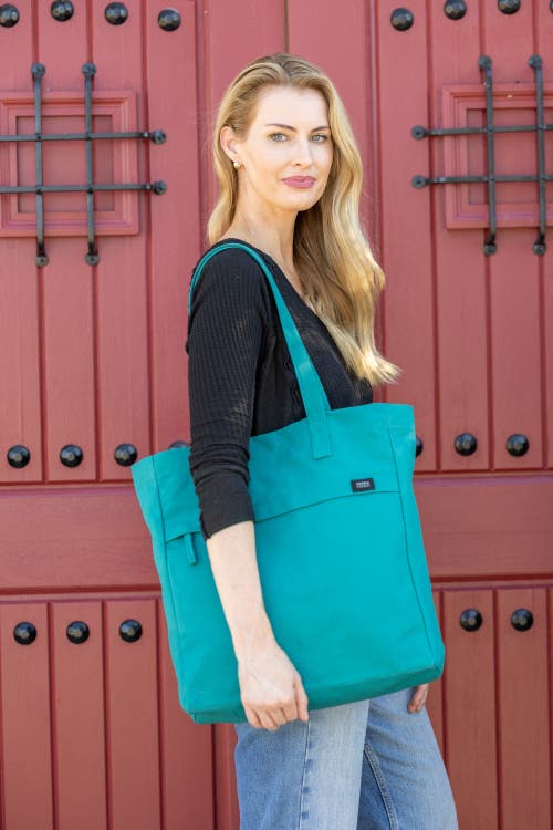 Shop Terra Thread Organic Cotton Canvas Work Tote Bag In Deep Sea Teal