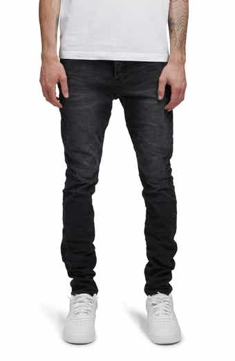 Purple Brand Low Rise Knee Slit Skinny Jean (Black Resin) P001
