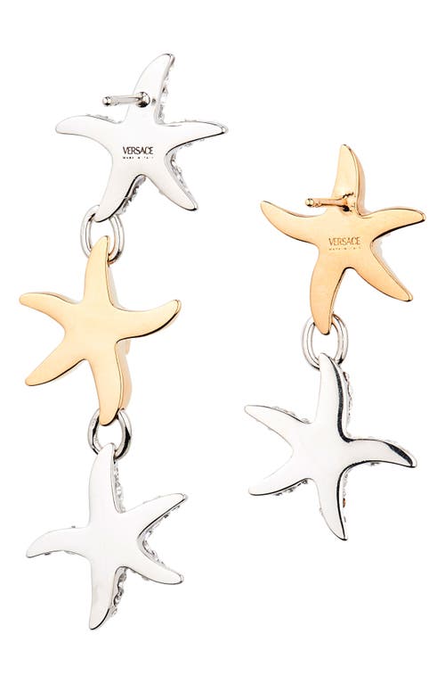 Shop Versace Barocco Starfish Mismatched Drop Earrings In  Gold Pallidium