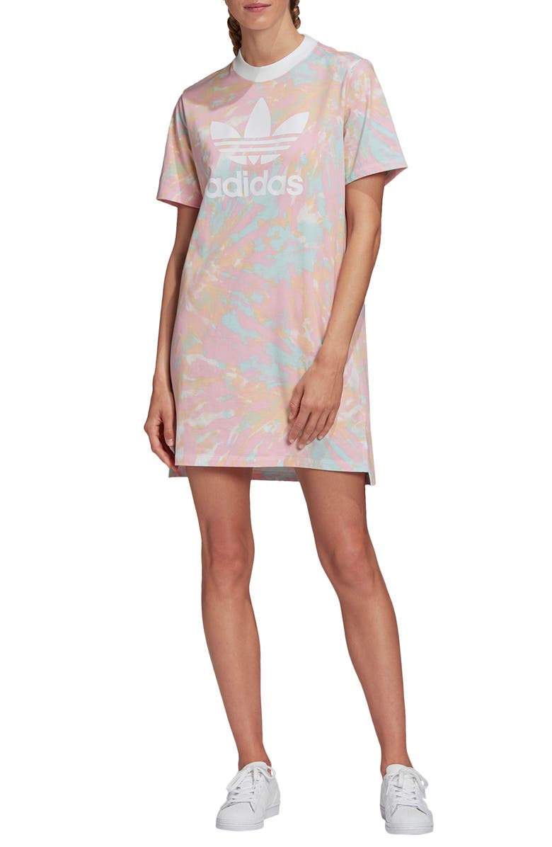 adidas Originals Tie Dye T-Shirt Dress, Main, color, 