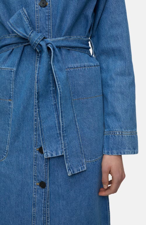 Shop Closed Long Sleeve Denim Midi Shirtdress In Mid Blue