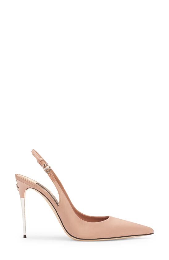 Shop Dolce & Gabbana Pointed Toe Slingback Stiletto Pump In Dark Beige