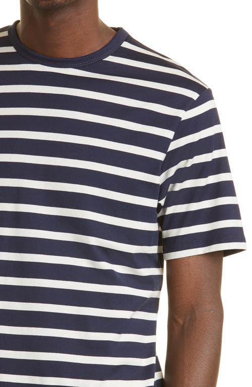 Sunspel Stripe Crewneck T-shirt In Navy/ecru Breton Stripe