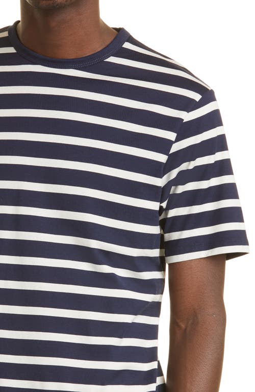 Shop Sunspel Stripe Crewneck T-shirt In Navy/ecru Breton Stripe